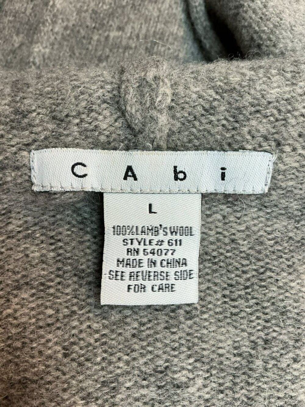 Cabi Lamb’s Wool Hooded Open Front Cardigan Womens Large Gray - Picture 10 of 11
